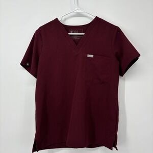 FIGS Zamora Jogger Pant Scrub Set‎ Maroon Womens Size Small Top Medium Bottom